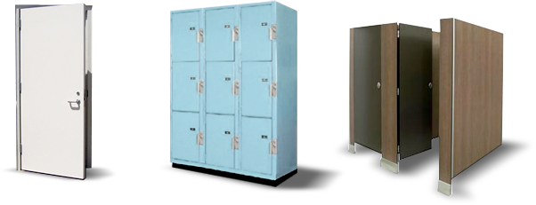 Lockers, Shelving, Toilet partitions and Toilet accessories